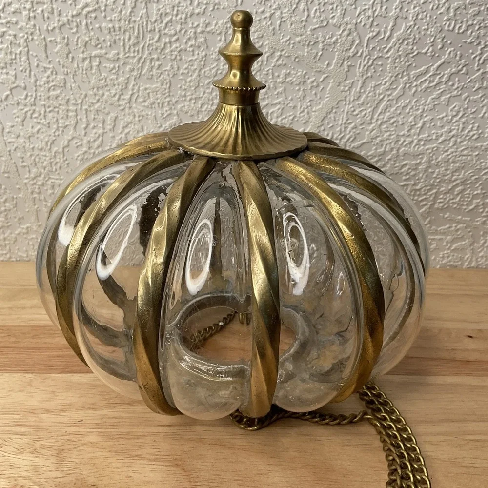 Vintage Large Oil / Candle Hanging Swag Lamp? ‎ with Unique Rare Heavy